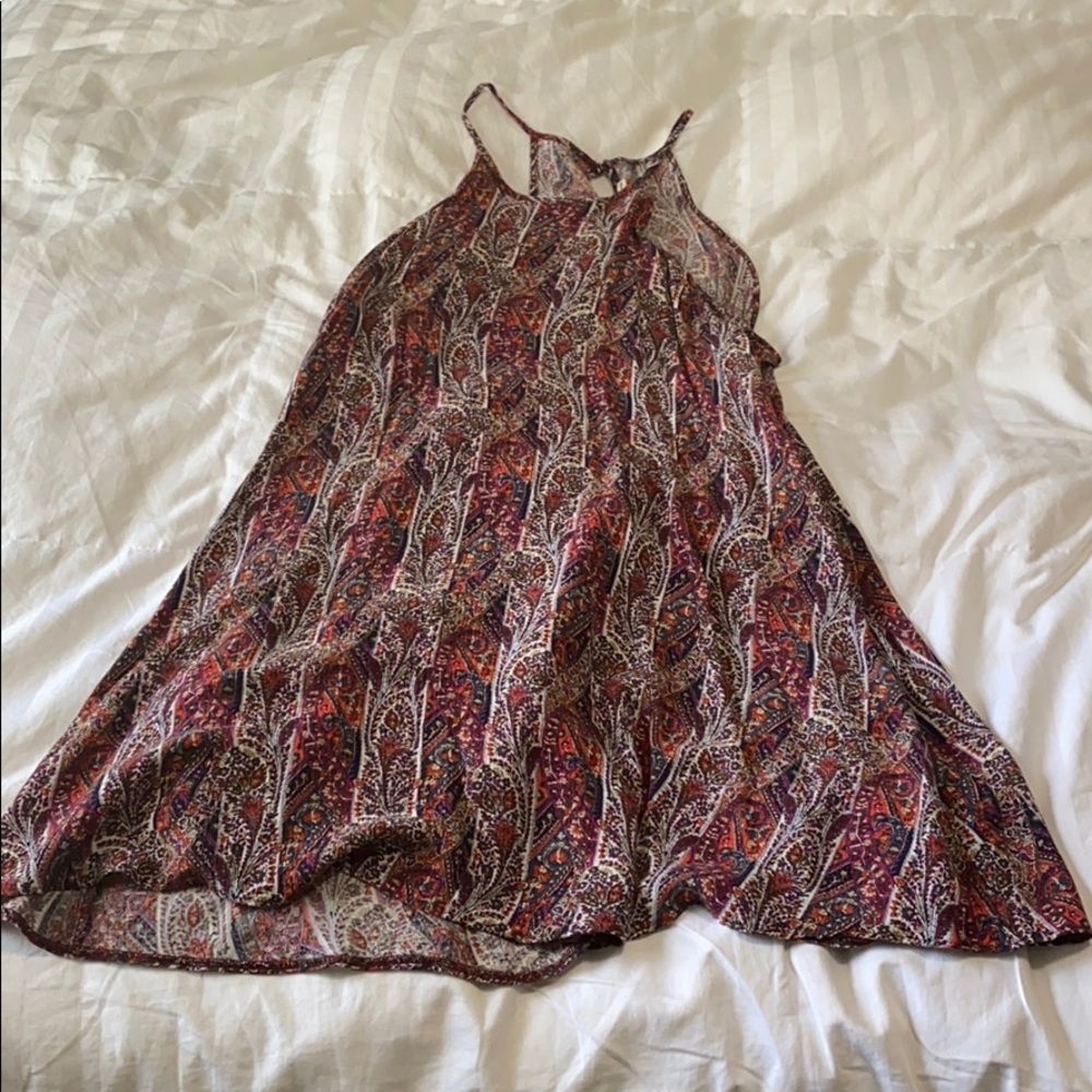 Flowy boho print high neck dress